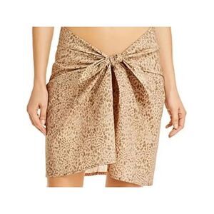 WAYF Women's Beige Animal Print Tie Pareo Swimsuit Cover Up ONE SIZE